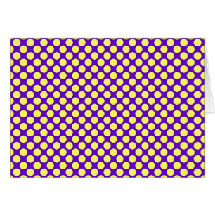 Gult Polka dots med Lila bakgrundslaylor Hälsningskort
