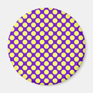 Gult Polka dots med Lila bakgrundslaylor Magnet