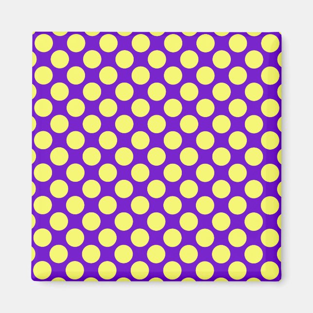 Gult Polka dots med Lila bakgrundslaylor Magnet (Framsidan)