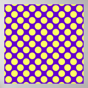 Gult Polka dots med Lila bakgrundslaylor Poster