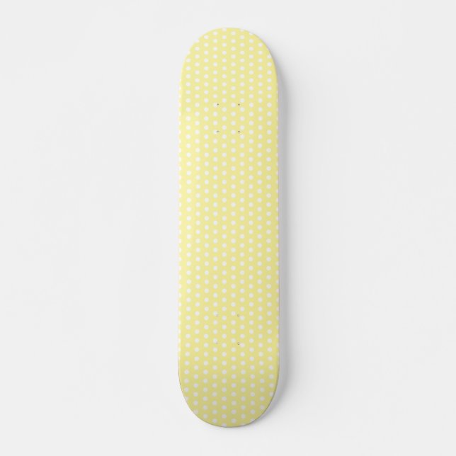 Gult polka dots mönster. Fläckigt. Skateboard Bräda 19,5 Cm (Framsida)