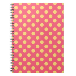 Gult polka dots på korall anteckningsbok