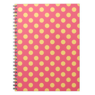Gult polka dots på korall anteckningsbok
