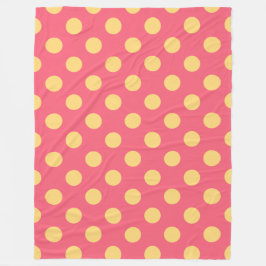 Gult polka dots på korall fleecefilt