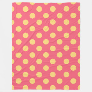 Gult polka dots på korall fleecefilt