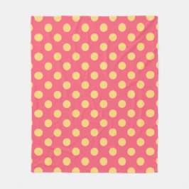 Gult polka dots på korall fleecefilt