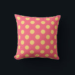 Gult polka dots på korall kudde<br><div class="desc">Gult polka dots på korall</div>