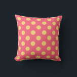 Gult polka dots på korall kudde<br><div class="desc">Gult polka dots på korall</div>