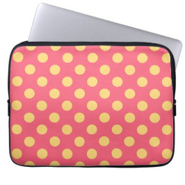 Gult polka dots på korall laptop fodral