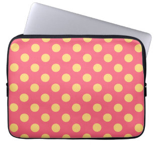Gult polka dots på korall laptop fodral