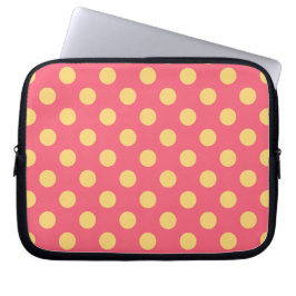 Gult polka dots på korall laptop fodral