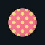 Gult polka dots på korall magnet<br><div class="desc">Gult polka dots på korall</div>