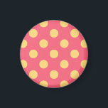 Gult polka dots på korall magnet<br><div class="desc">Gult polka dots på korall</div>