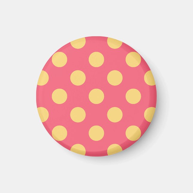 Gult polka dots på korall magnet (Framsidan)