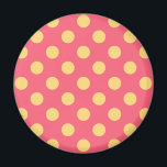 Gult polka dots på korall magnet<br><div class="desc">Gult polka dots på korall</div>
