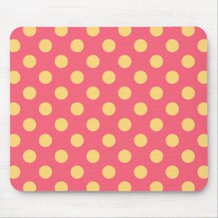 Gult polka dots på korall musmatta