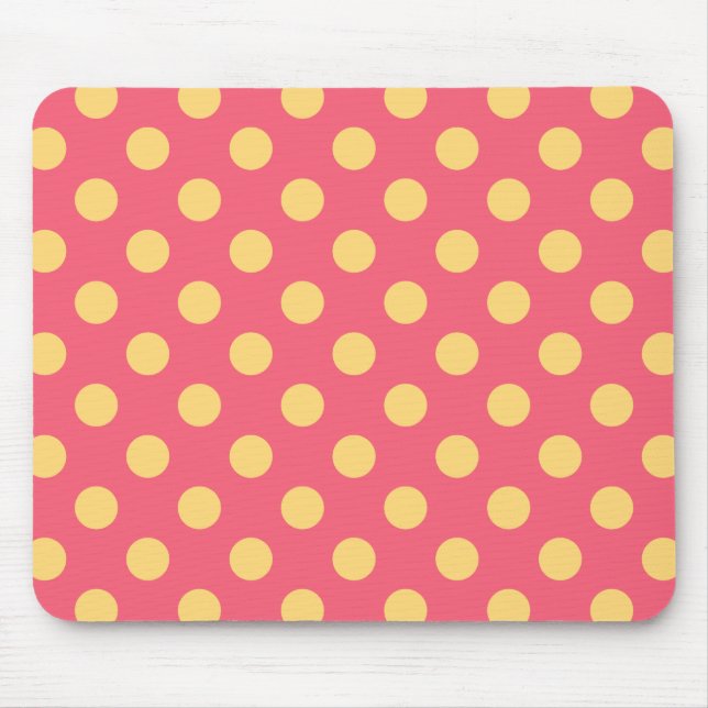 Gult polka dots på korall musmatta (Framsidan)