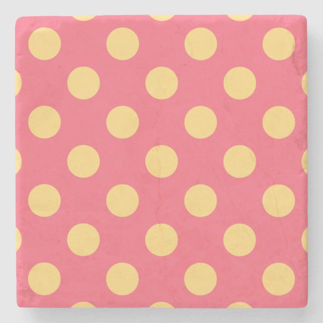 Gult polka dots på korall stenunderlägg (Framsidan)