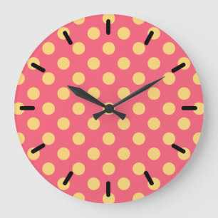 Gult polka dots på korall stor klocka