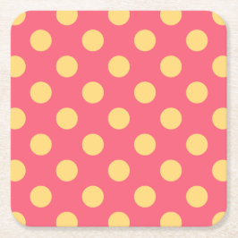 Gult polka dots på korall underlägg papper kvadrat