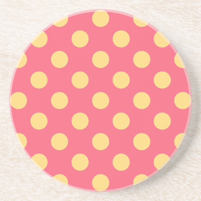 Gult polka dots på korall underlägg sandsten (Framsidan)