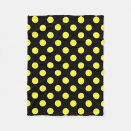 Gult polka dots på svart baksida fleecefilt
