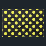 Gult polka dots på svart baksida kökshandduk<br><div class="desc">Gult polka dots på svart baksida</div>