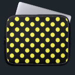 Gult polka dots på svart baksida laptop sleeve<br><div class="desc">Gult polka dots på svart baksida</div>