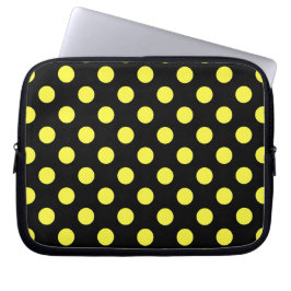 Gult polka dots på svart baksida laptop sleeve