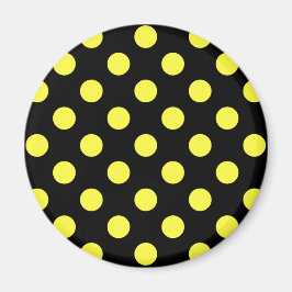 Gult polka dots på svart baksida magnet