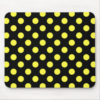 Gult polka dots på svart baksida musmatta