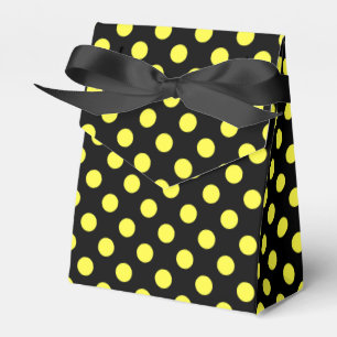 Gult polka dots på svart baksida presentaskar