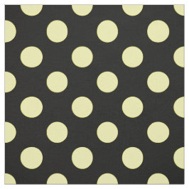 Gult polka dots på svart baksida tyg