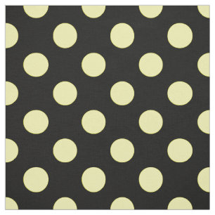 Gult polka dots på svart baksida tyg