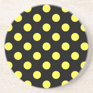 Gult polka dots på svart baksida underlägg