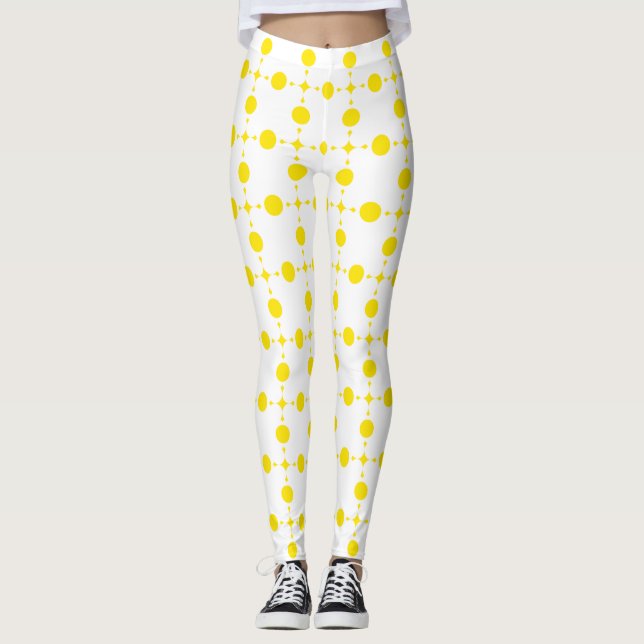 Gult Polka dots, Polka Dot Mönster, Dit, Dit Leggings (Framsida)