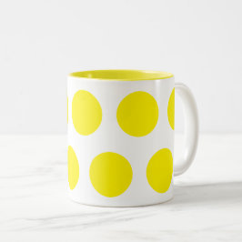 Gult polka dots Två-Tonad mugg
