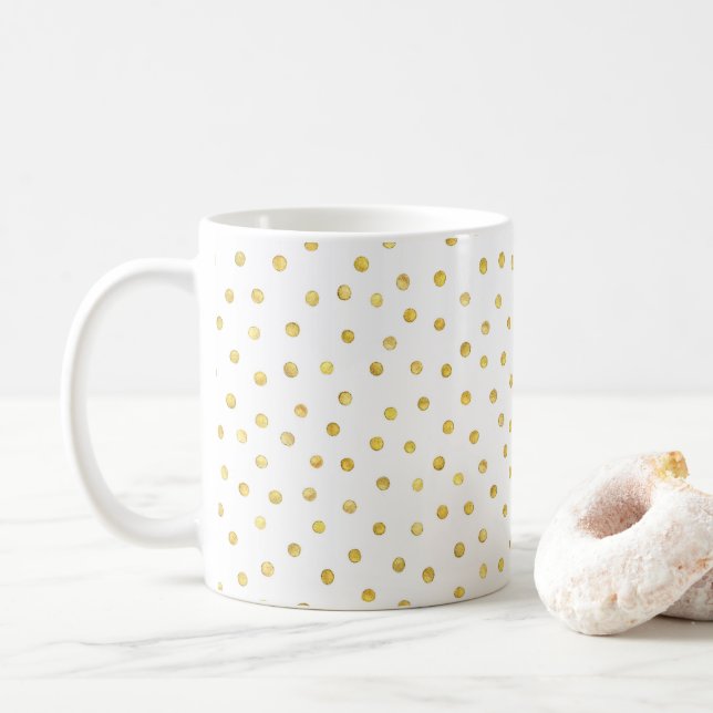 Gult polka dots vattenfärgsklassiskt mugg (Med munk)
