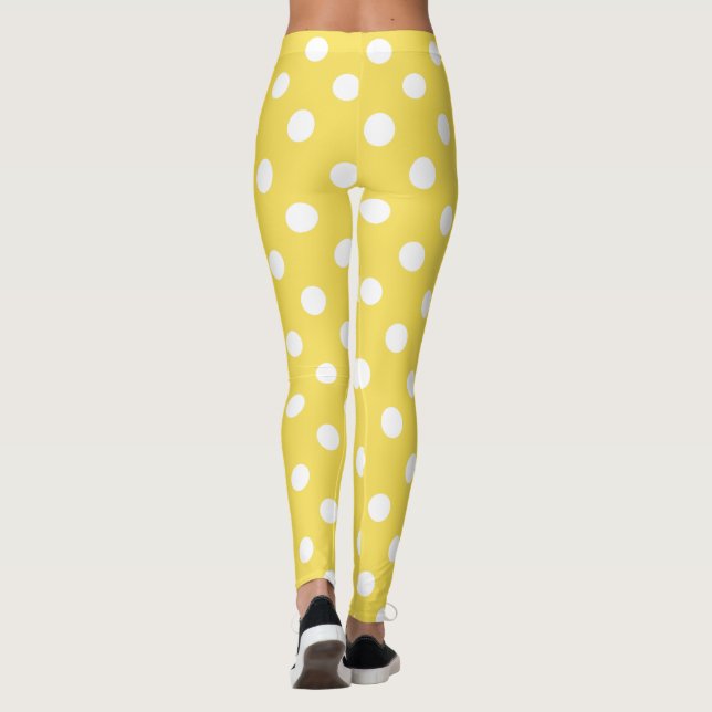 Gult polka dotsmönster leggings (Baksida)