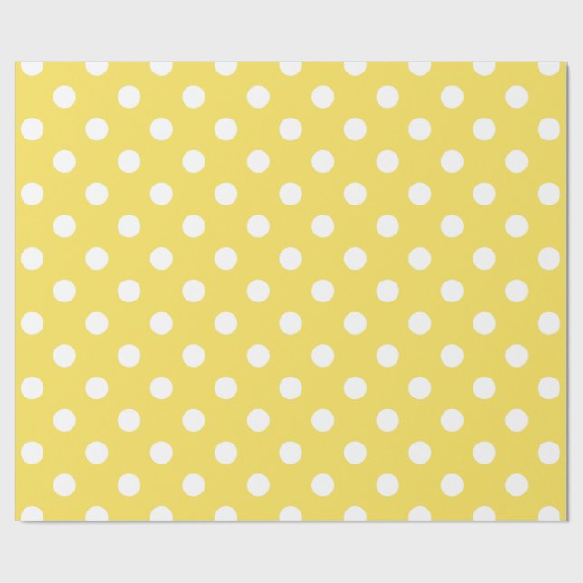 Gult polka dotsmönster presentpapper (Platt)