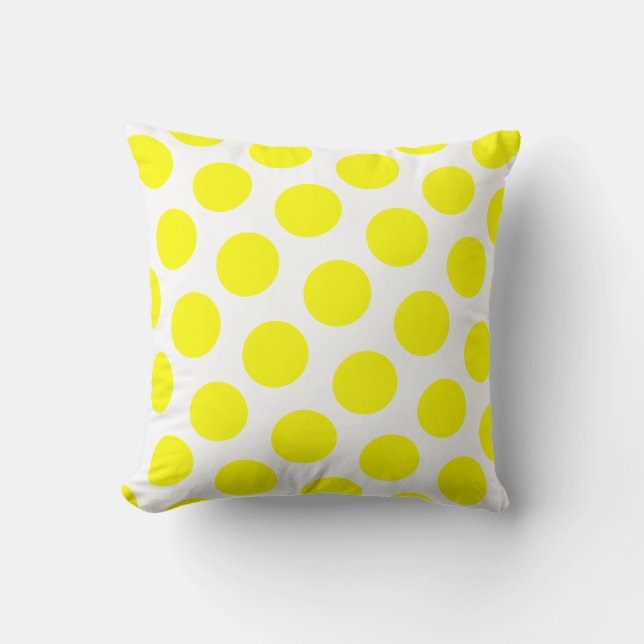 Gult Polka-punkt Kudde (Framsida)