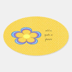 Gult Polkadot Oval Ovalt Klistermärke