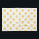 Gult-polkadoter Kökshandduk<br><div class="desc">Gult-polkadoter på vit bakgrund</div>