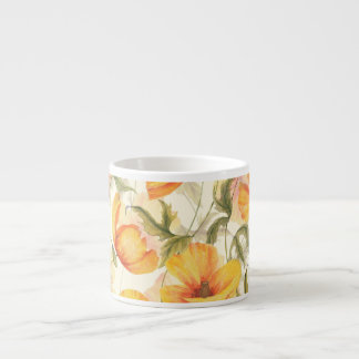 Gult poppies: handdragen vattenfärg mönster. espressomugg