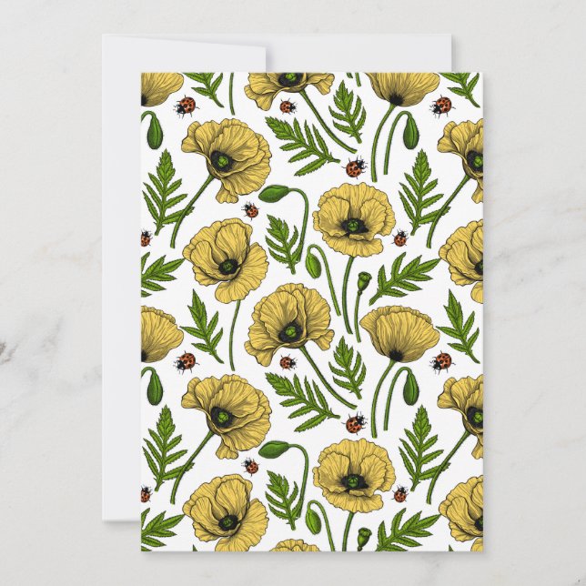 Gult poppies och ladybuggar (Framsida)