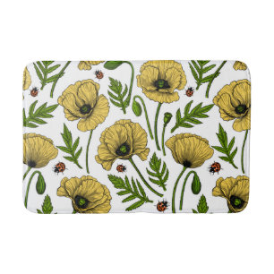 Gult poppies och ladybuggar badrumsmatta