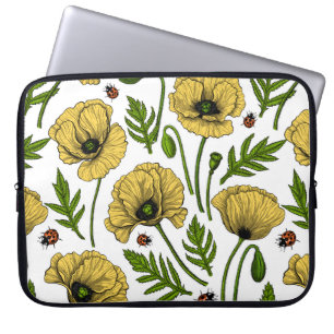 Gult poppies och ladybuggar laptop fodral