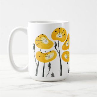 Gult Poppies Watercolor Flowers God Tea och Kaffemugg