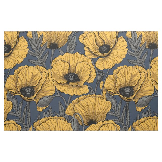 Gult poppor på flotta tyg (Fat Quarter)