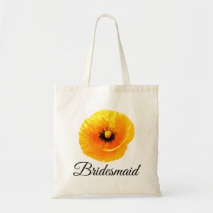 Gult Poppy Abstrakt Blommigt Bröllop Bridesmaid Tygkasse